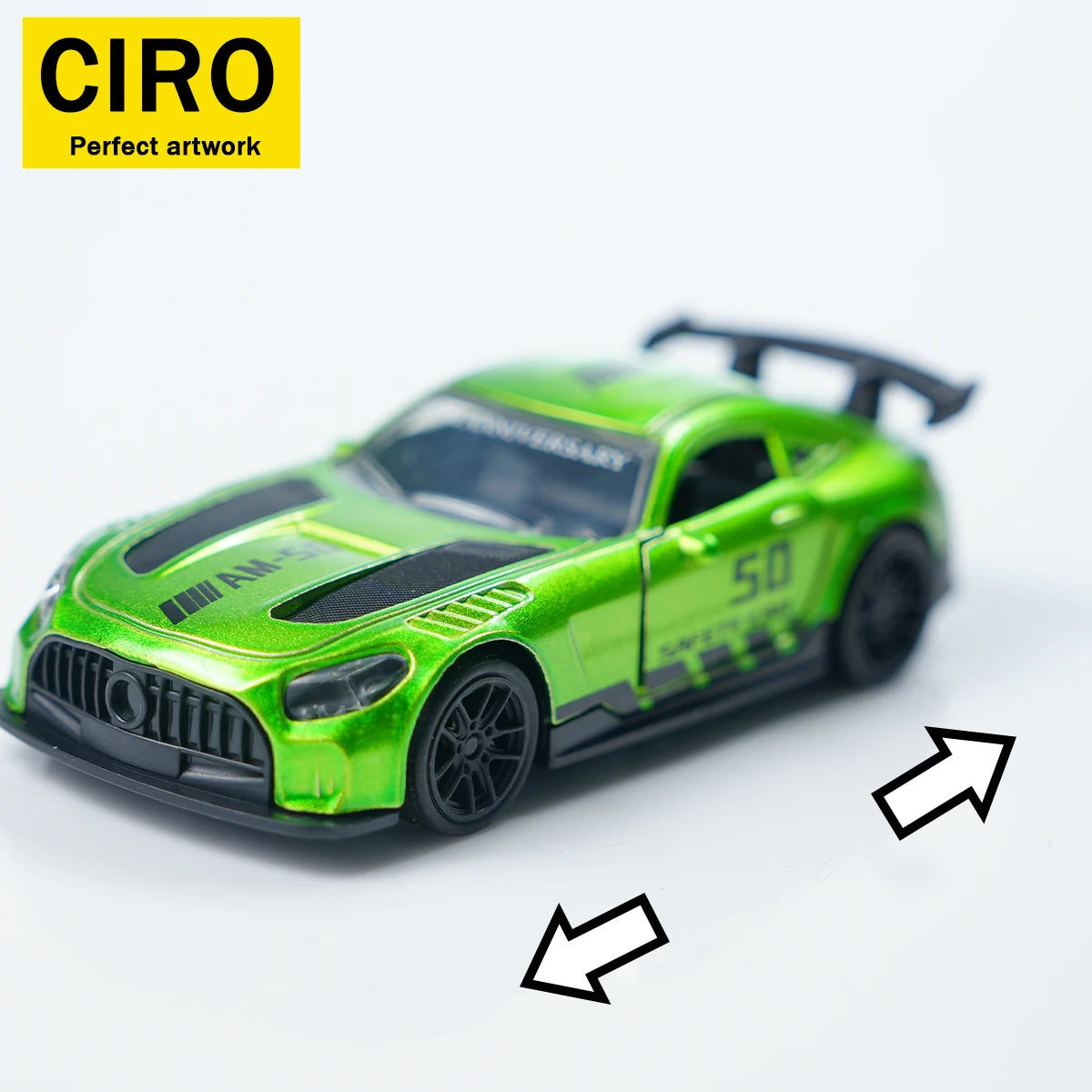 Alloy Simulation Supercar Model, 1:43 Scale with Double-Door Design, Exquisite Replica The Body Is Made of Alloy Material, with a Glossy and Bright Paint Finish, and a Cool Green Appearance. Suitable for Children to Play With