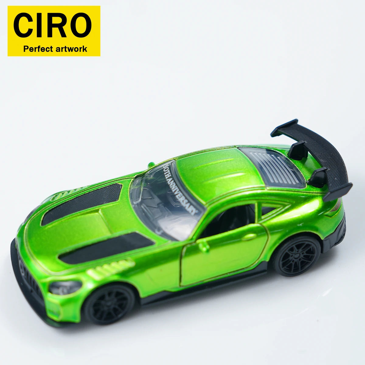 Alloy Simulation Supercar Model, 1:43 Scale with Double-Door Design, Exquisite Replica The Body Is Made of Alloy Material, with a Glossy and Bright Paint Finish, and a Cool Green Appearance. Suitable for Children to Play With