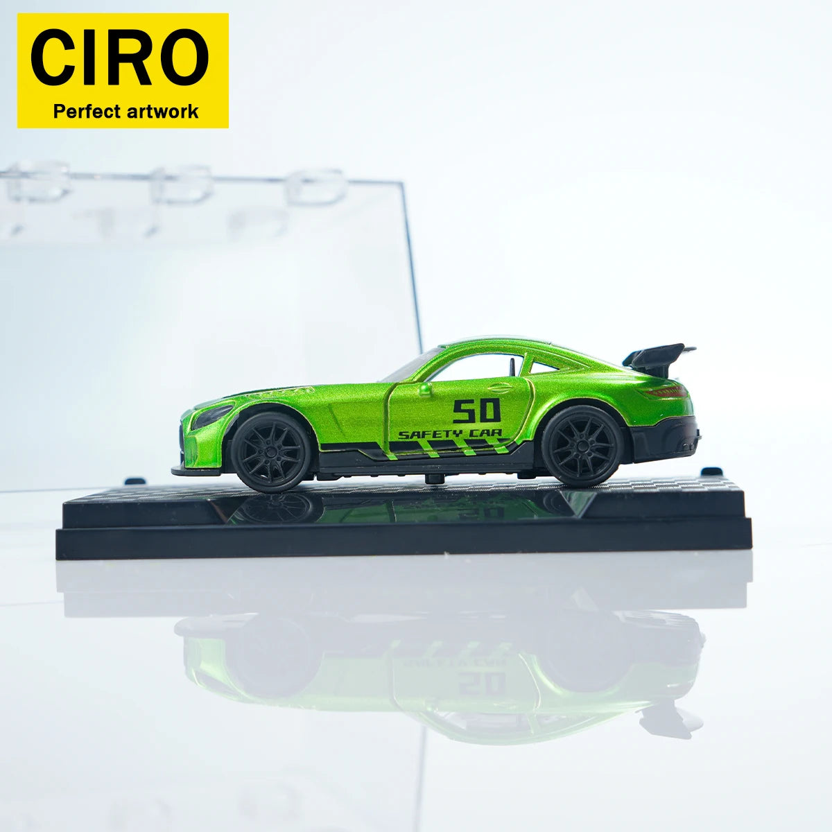 Alloy Simulation Supercar Model, 1:43 Scale with Double-Door Design, Exquisite Replica The Body Is Made of Alloy Material, with a Glossy and Bright Paint Finish, and a Cool Green Appearance. Suitable for Children to Play With