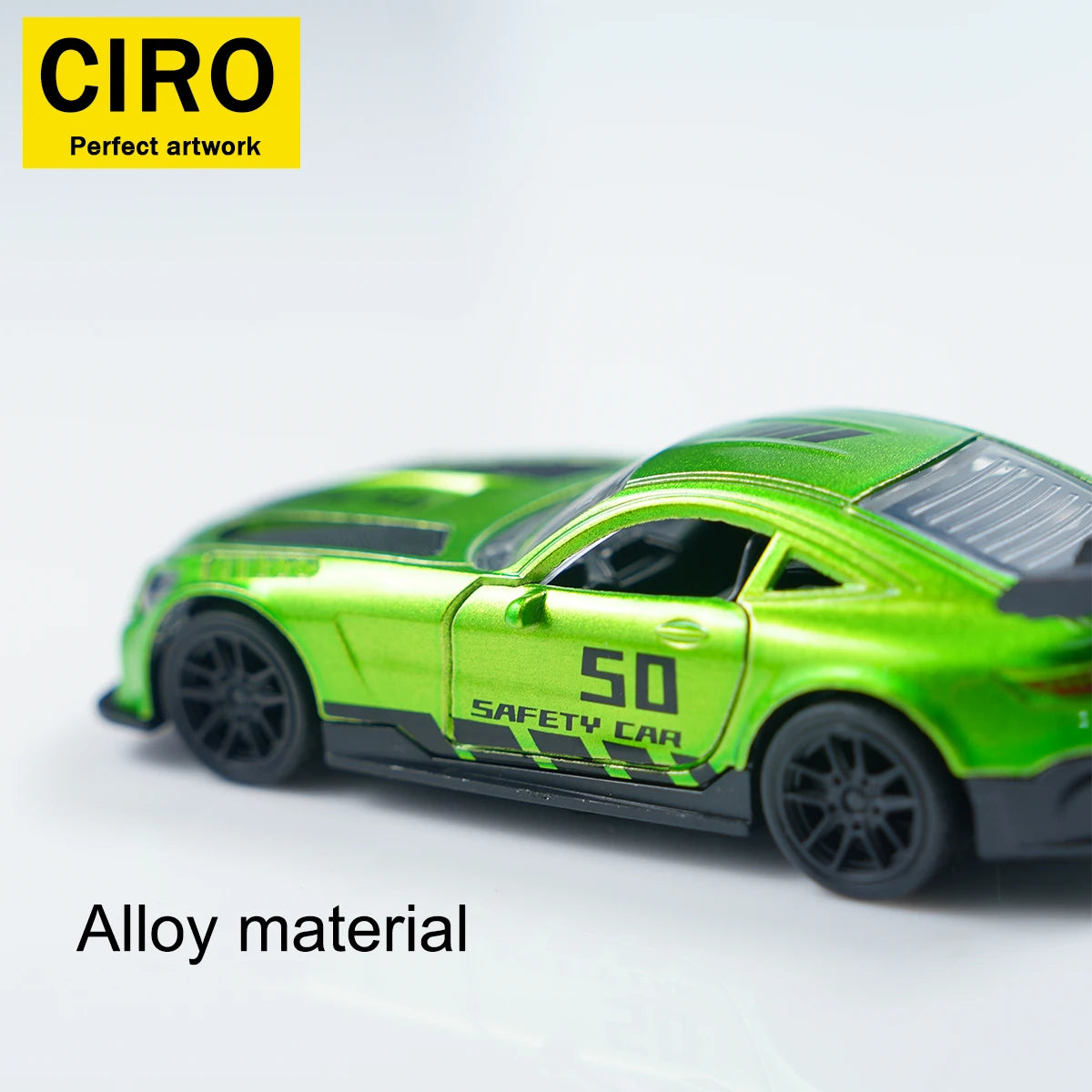 Alloy Simulation Supercar Model, 1:43 Scale with Double-Door Design, Exquisite Replica The Body Is Made of Alloy Material, with a Glossy and Bright Paint Finish, and a Cool Green Appearance. Suitable for Children to Play With