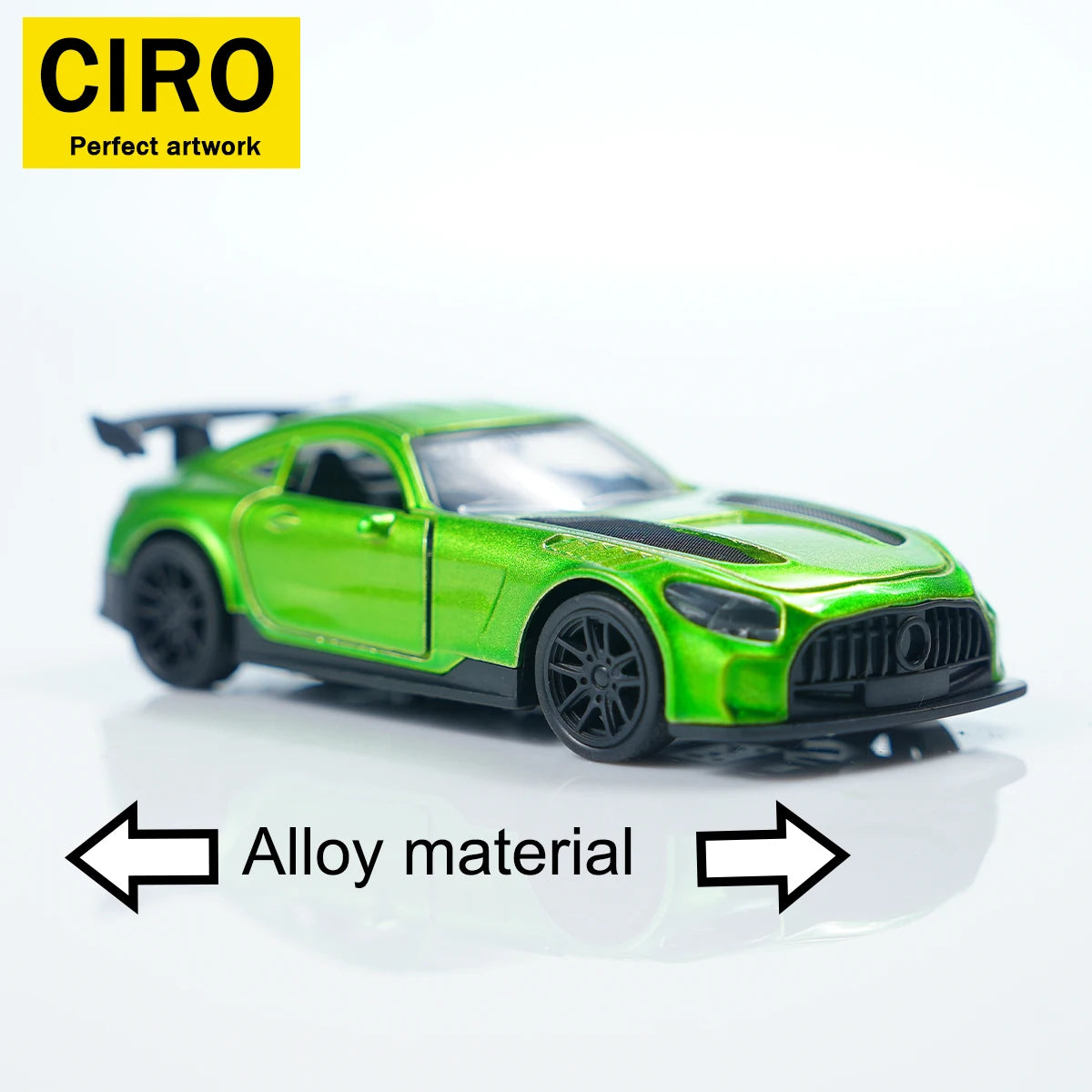 Alloy Simulation Supercar Model, 1:43 Scale with Double-Door Design, Exquisite Replica The Body Is Made of Alloy Material, with a Glossy and Bright Paint Finish, and a Cool Green Appearance. Suitable for Children to Play With