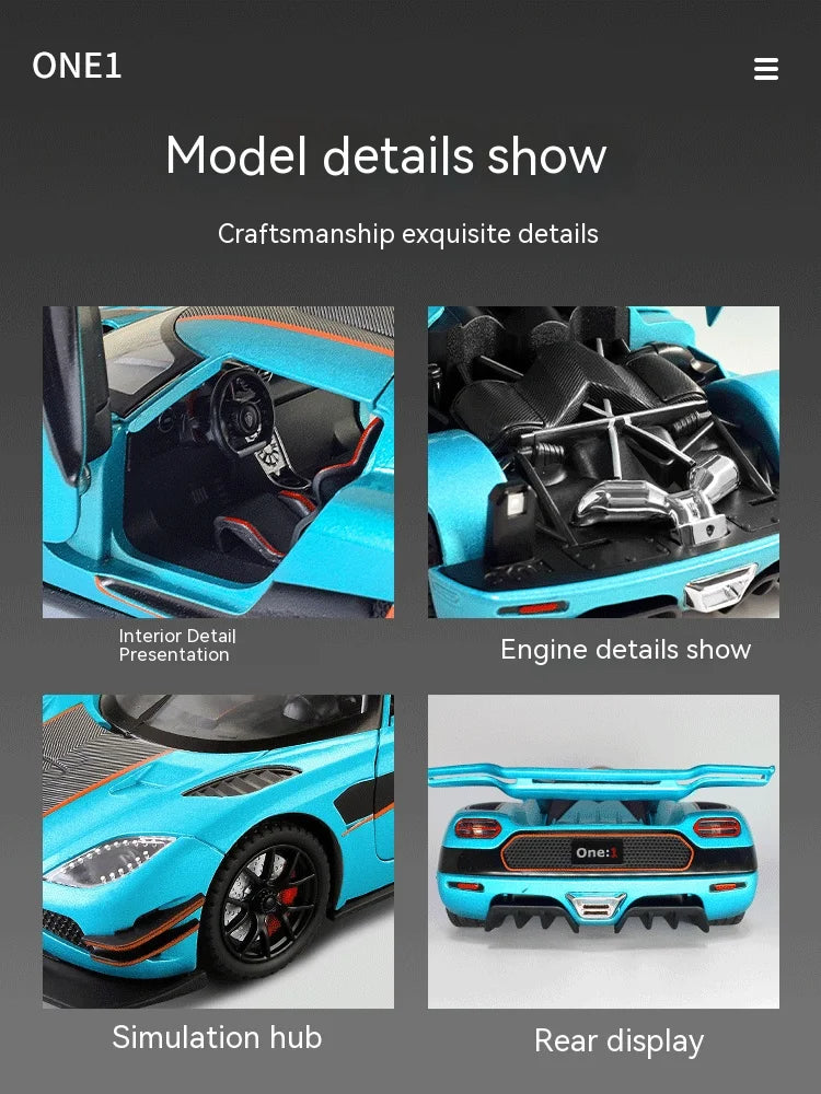 1:24 Supercar Alloy Model - Ideal for Gifting, Decorative Home Accent, Child-Friendly Toy, and a Must-Have for Car En