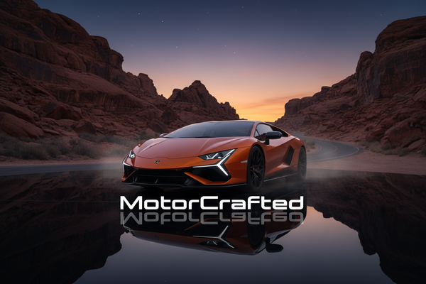 Create an image of a lamborghini with the title MotorCrafted under it
